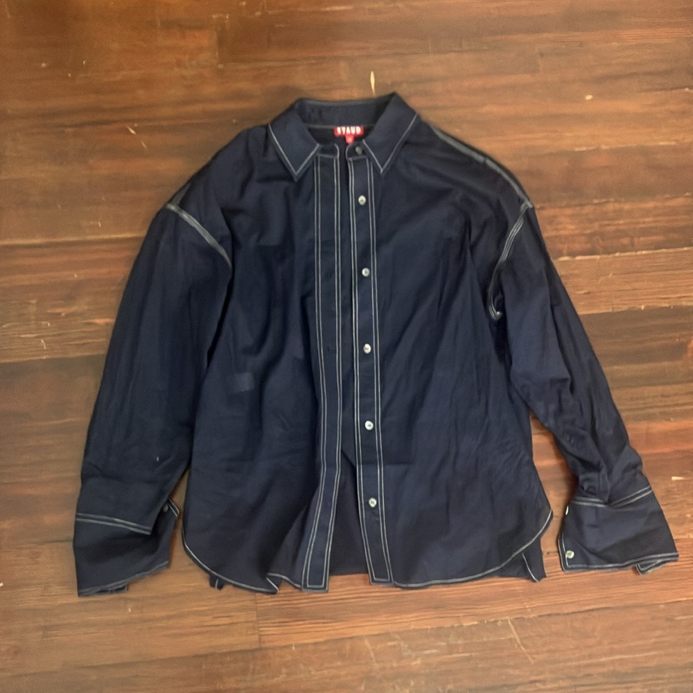 STAUD sheer cotton button up